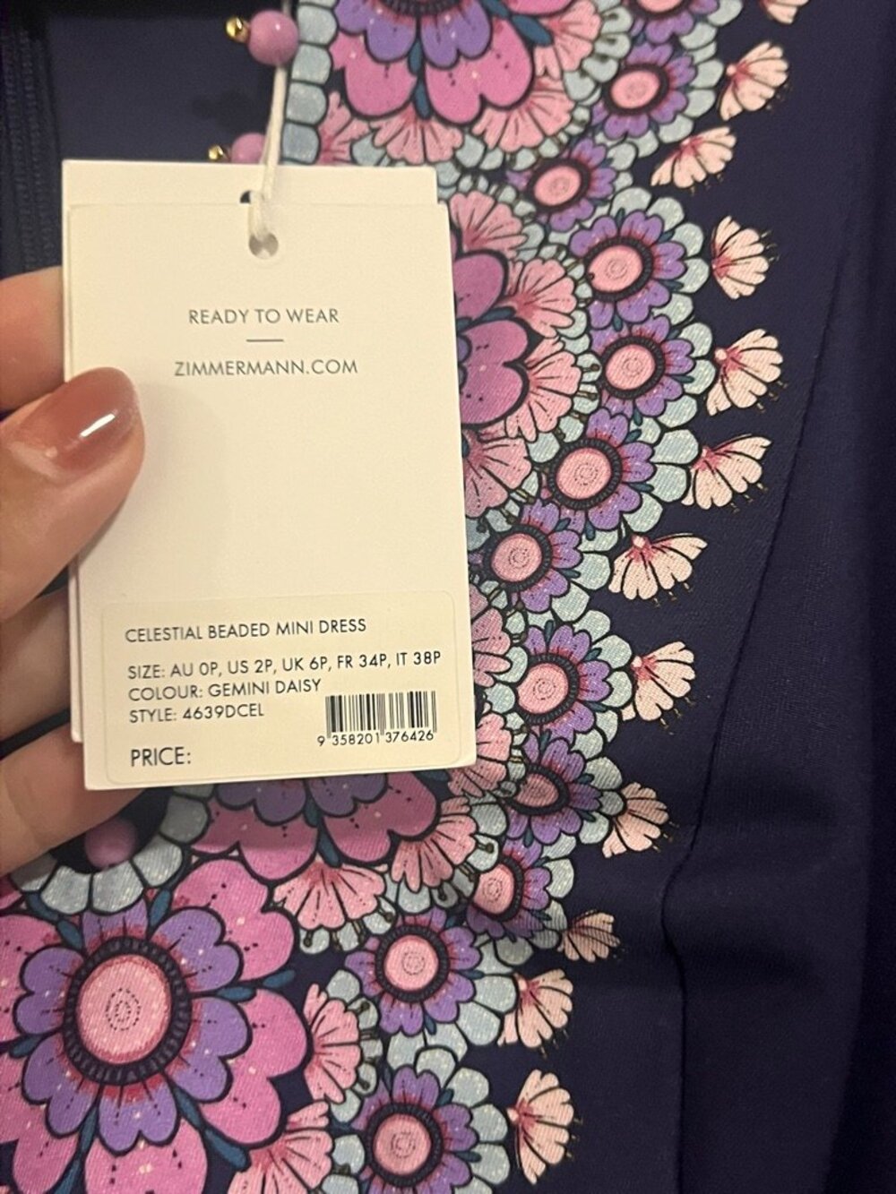 Zimmermann Dark Purple Dress with Pink Floral Design - Picture 7 of 13
